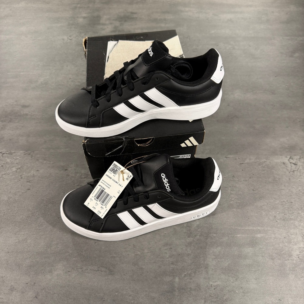 Adidas Sneakers Youth 6 Womens 7 Grand Court 3.0 J Black White JP9366 NEW